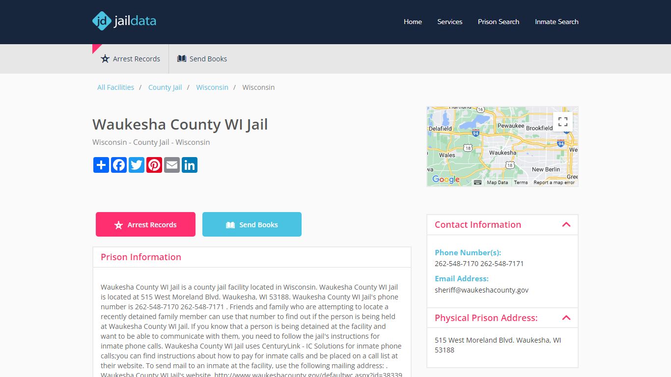 Waukesha County WI Jail Inmate Search and Prisoner Info - Jaildata.com